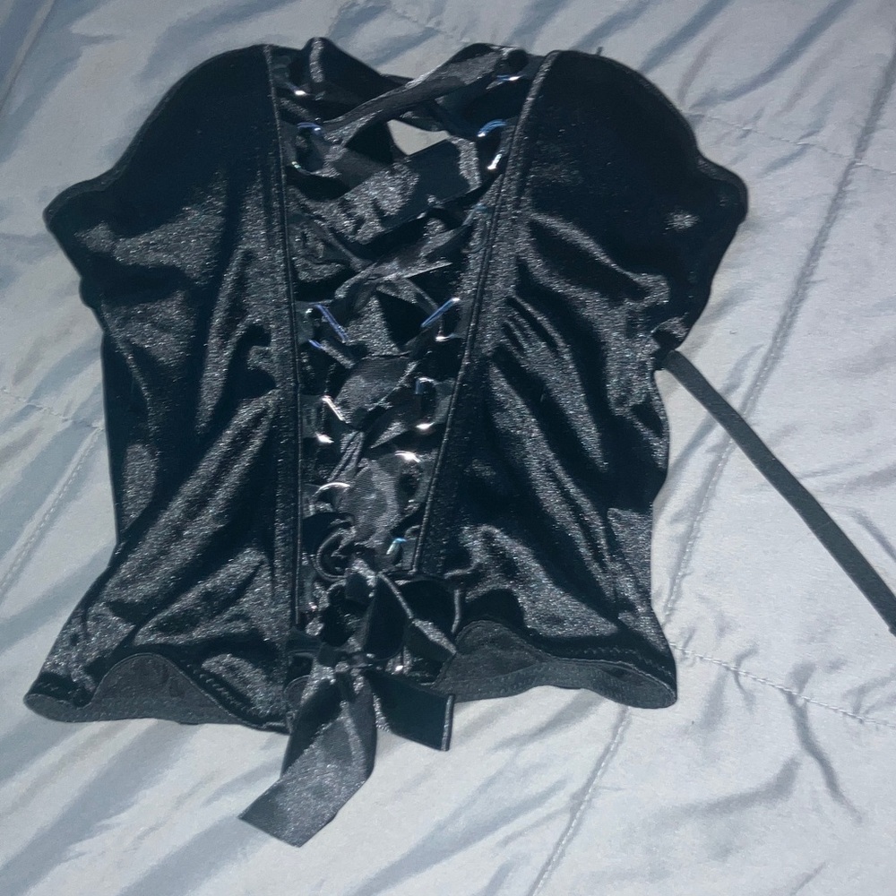 Elegant Black Lace-Up Women's Top
